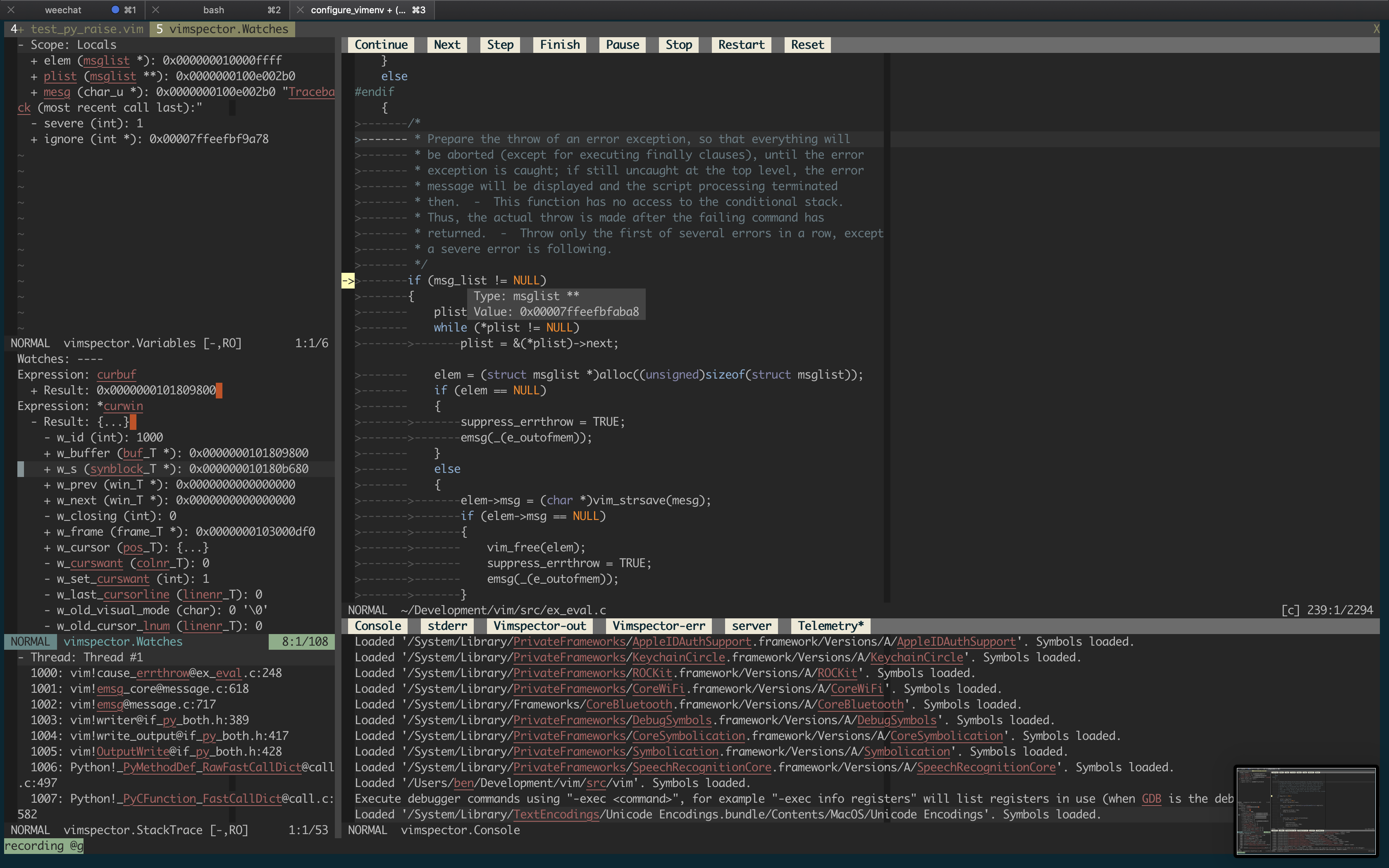 vim command e vs e